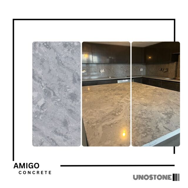 Unleash the rugged charm of Amigo Concrete quartz in your space! 🏡💫 Elevate your surroundings with the raw beauty of concrete-inspired design, adding an industrial touch to your home. Embrace durability without compromising style.